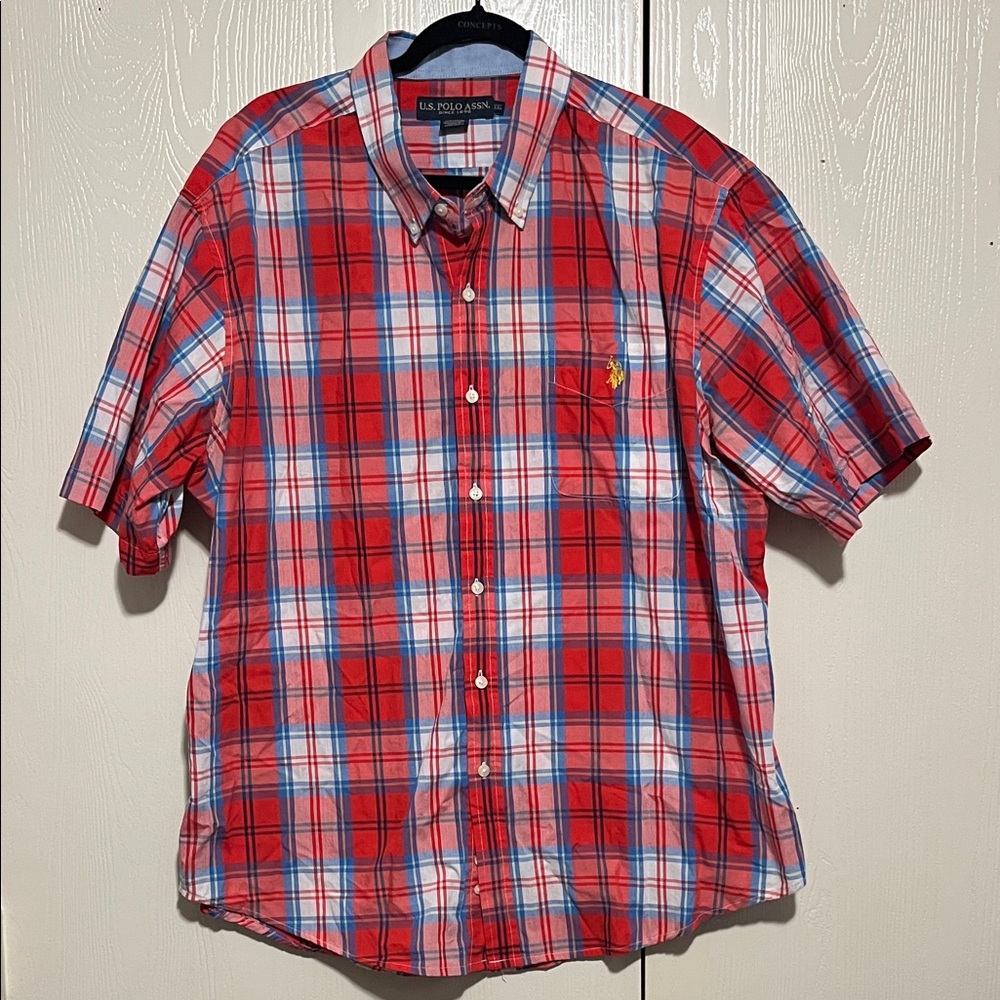 U.S. Polo Assn. Red and Blue Plaid Men's Shirt